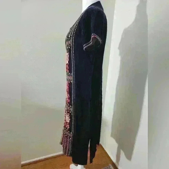 Johnny Was Matilda Button Down Dress | Royal Purple Mid-Length Duster Gown - Picture 7 of 12